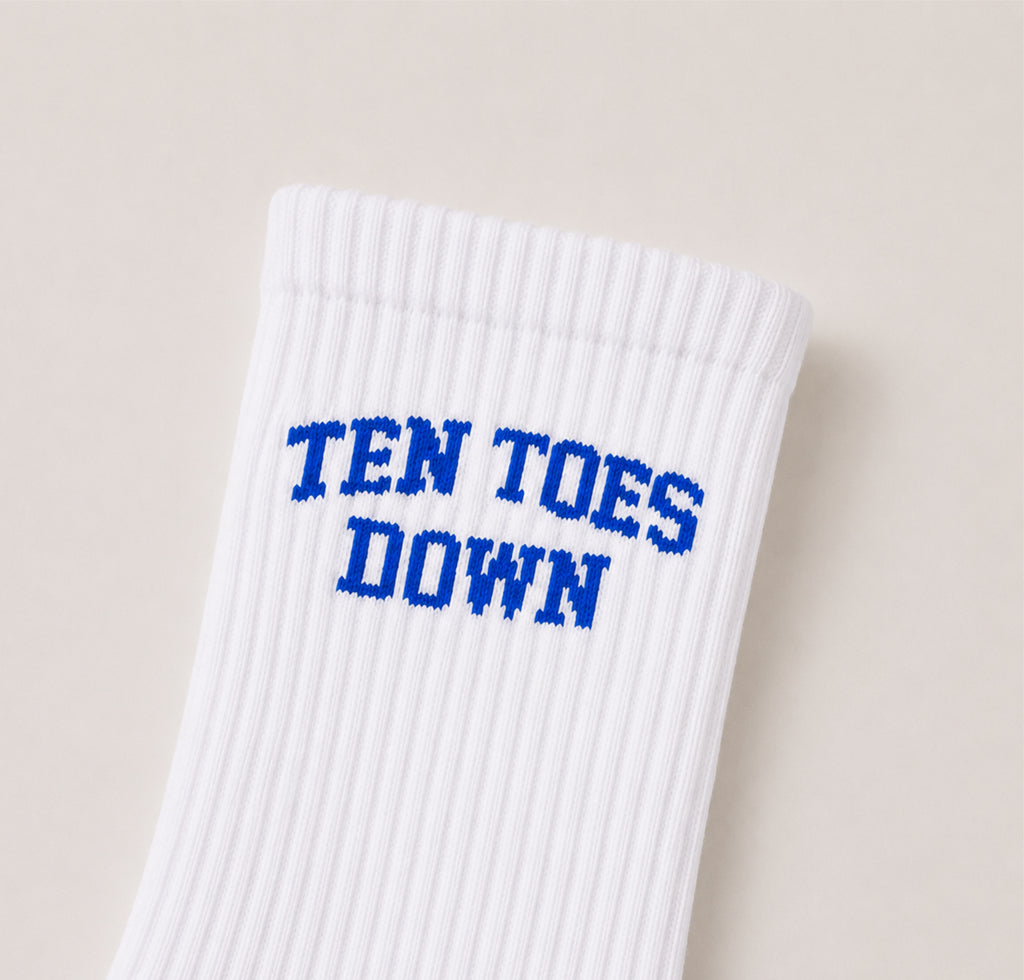 Ten Toes Down Blue Crew Socks