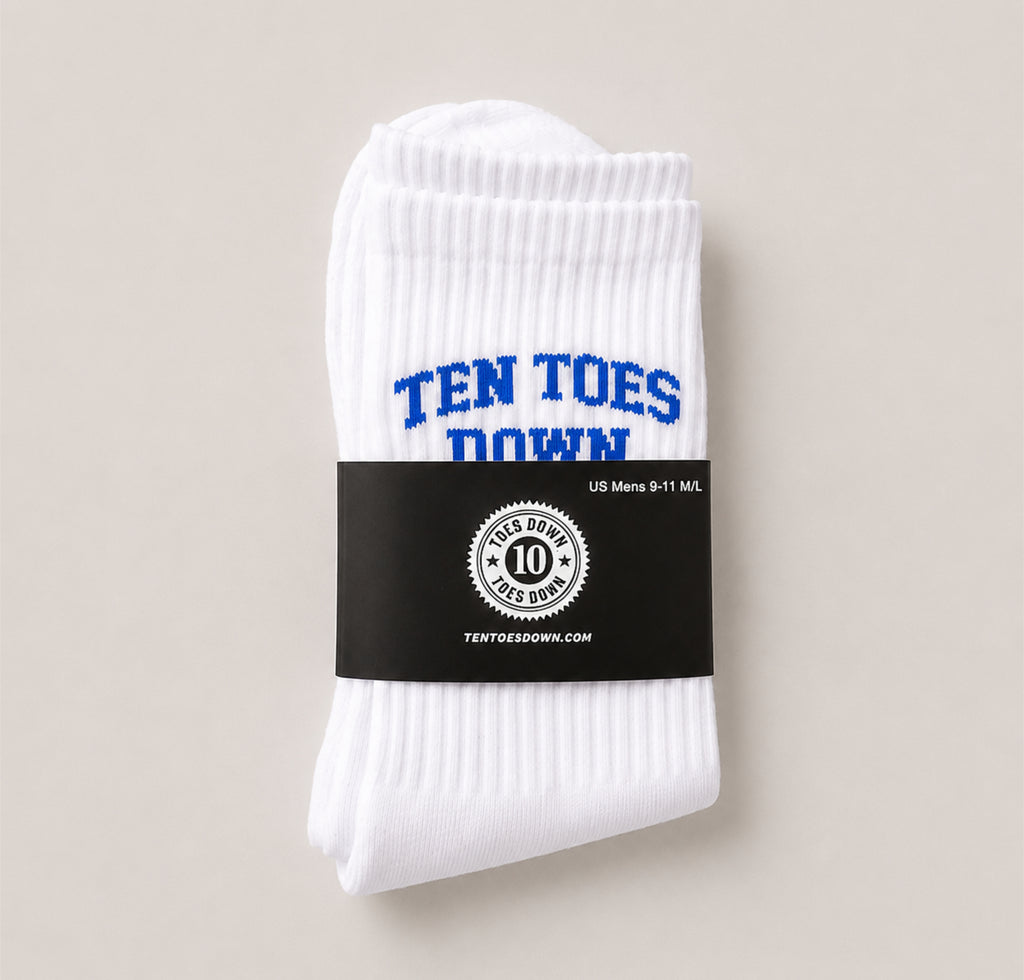 Ten Toes Down Blue Crew Socks