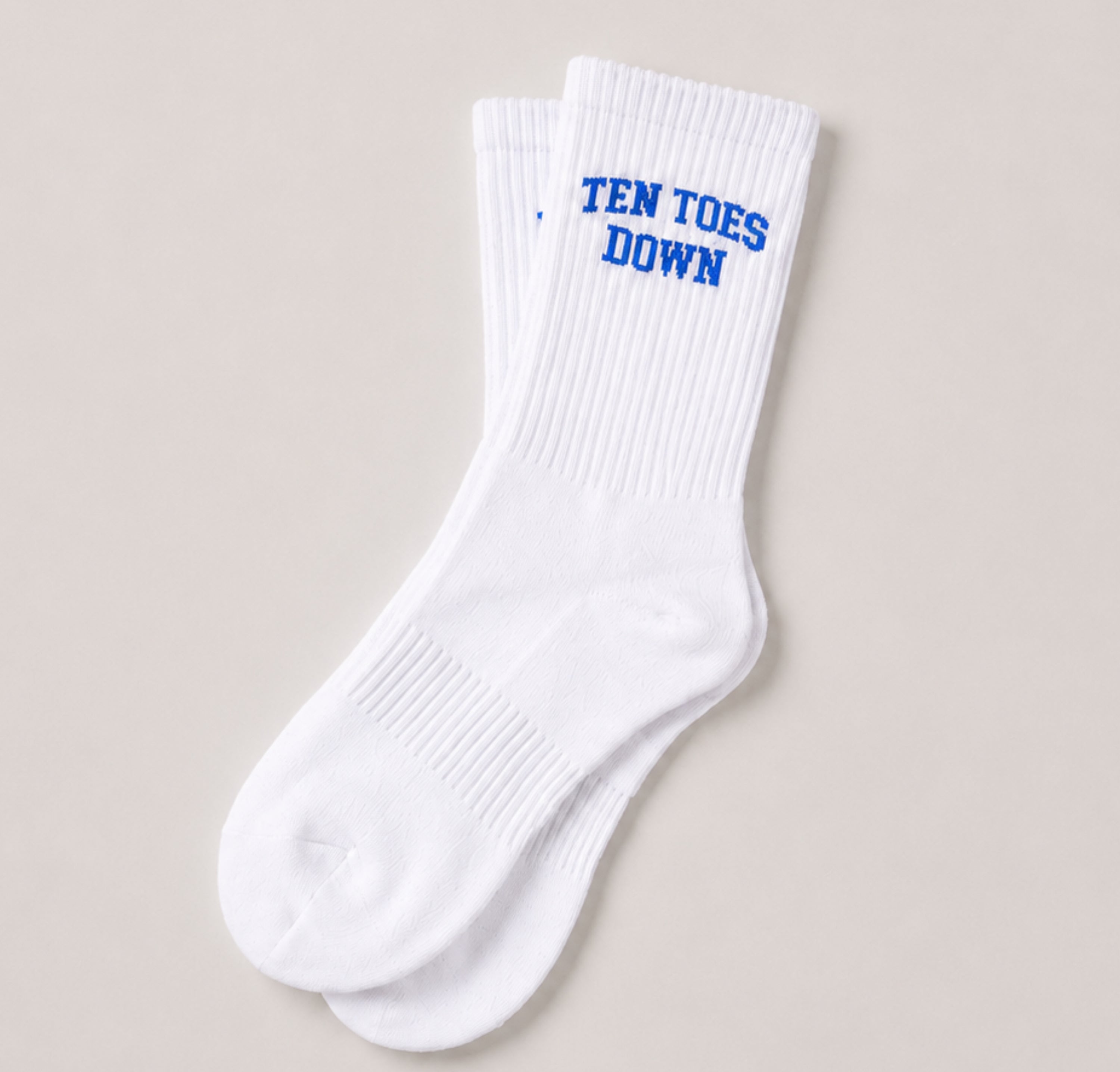 Ten Toes Down Blue Crew Socks