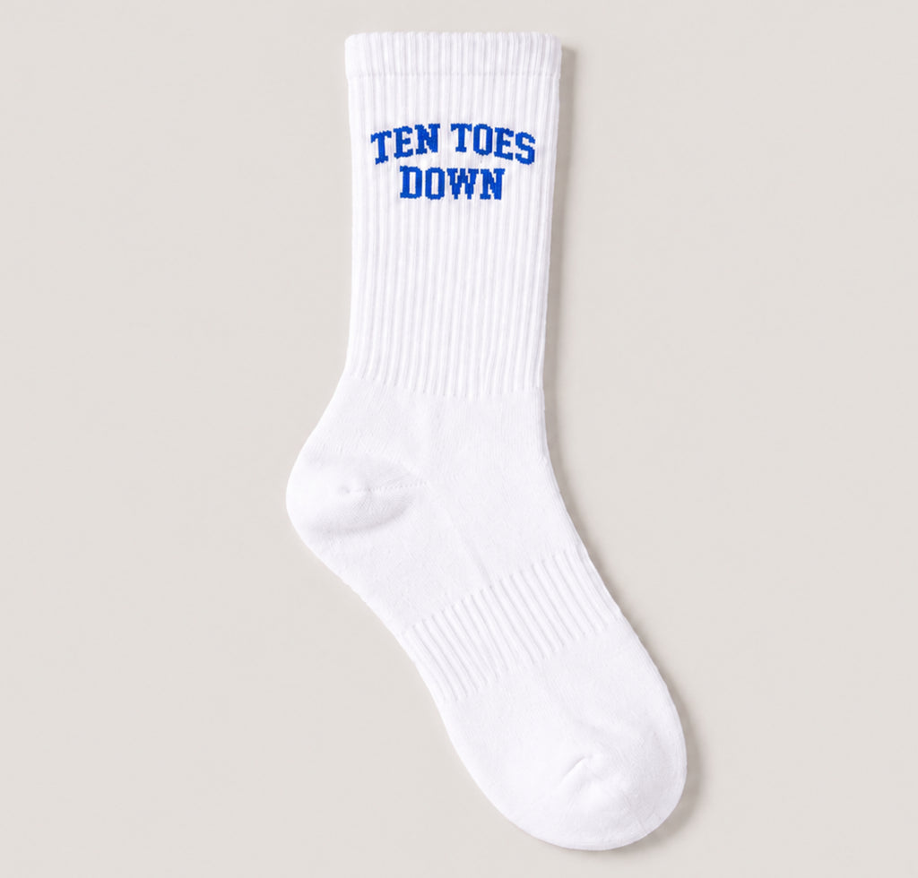 Ten Toes Down Blue Crew Socks
