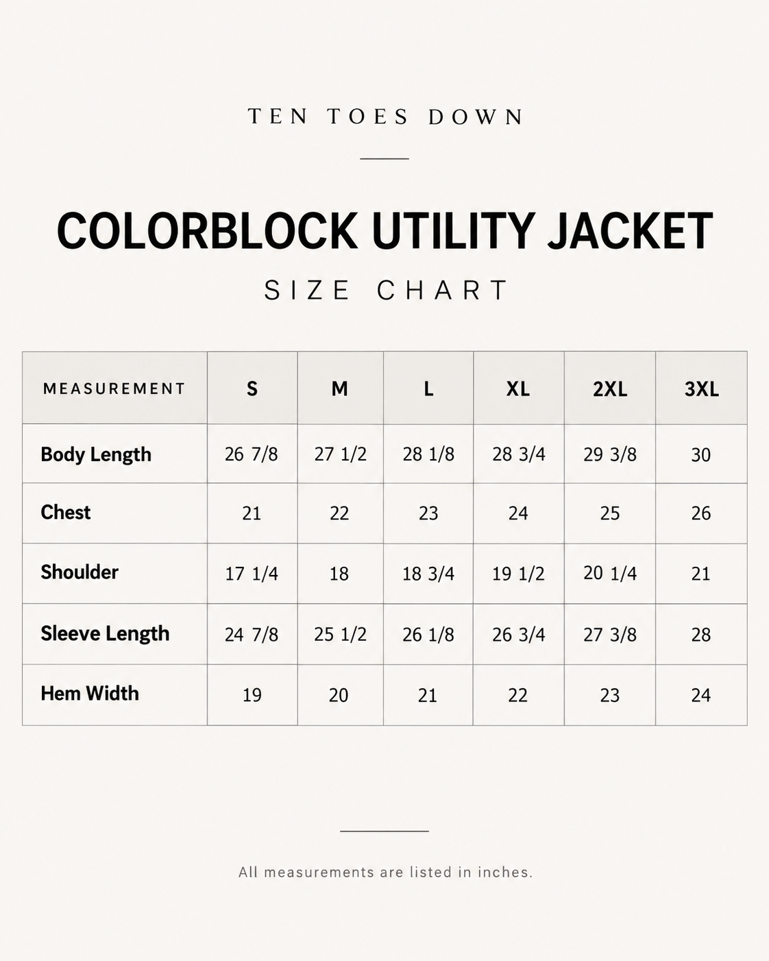 Size chart