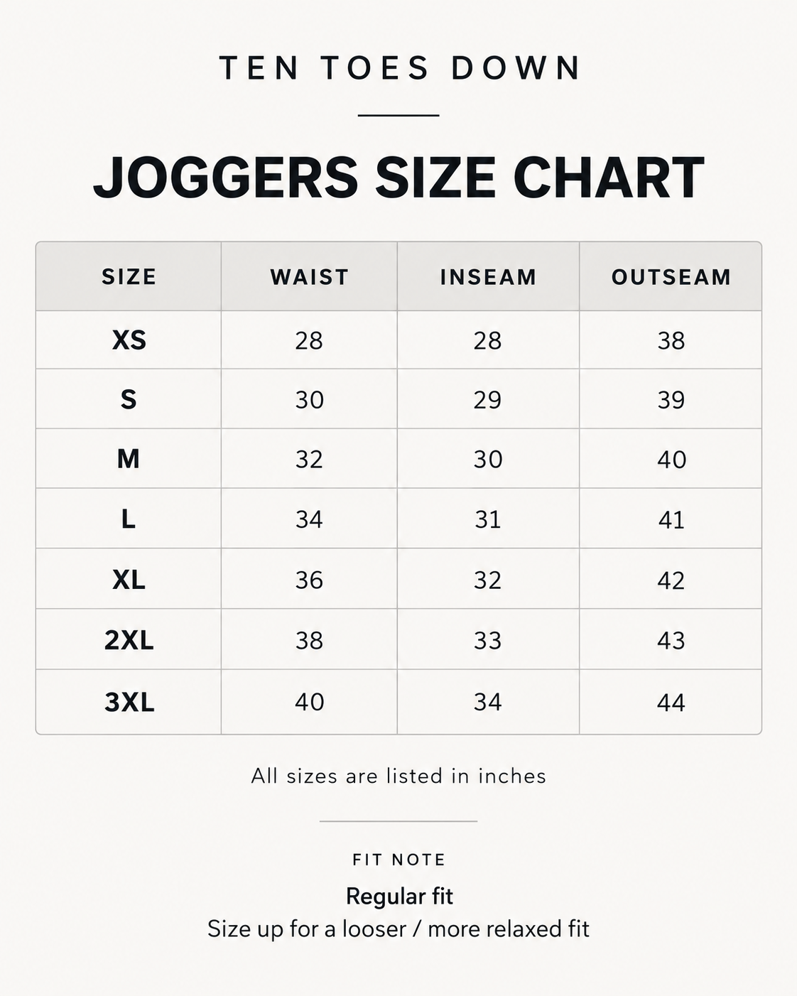 Size chart