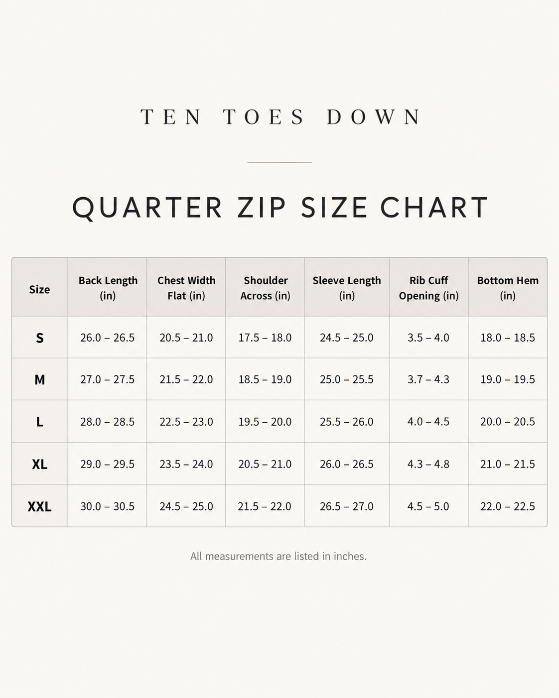 Size chart