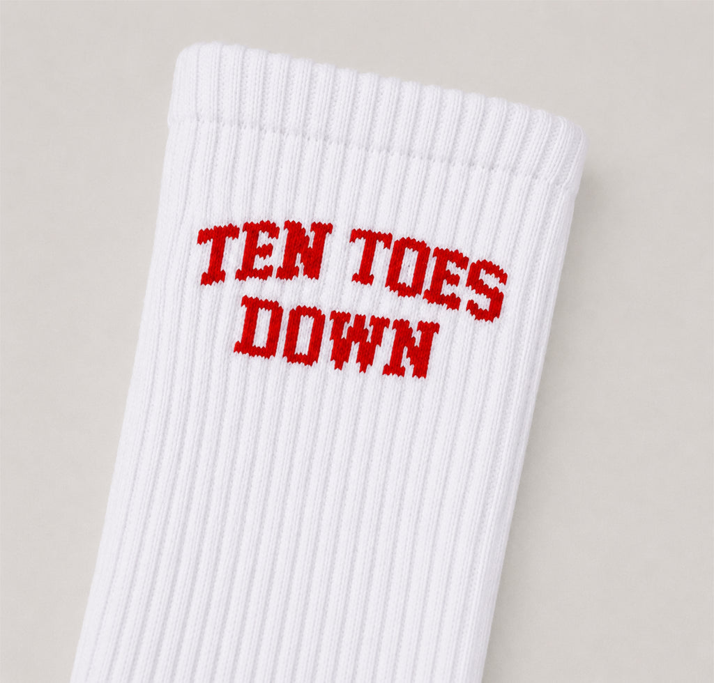 Ten Toes Down Red Crew Socks