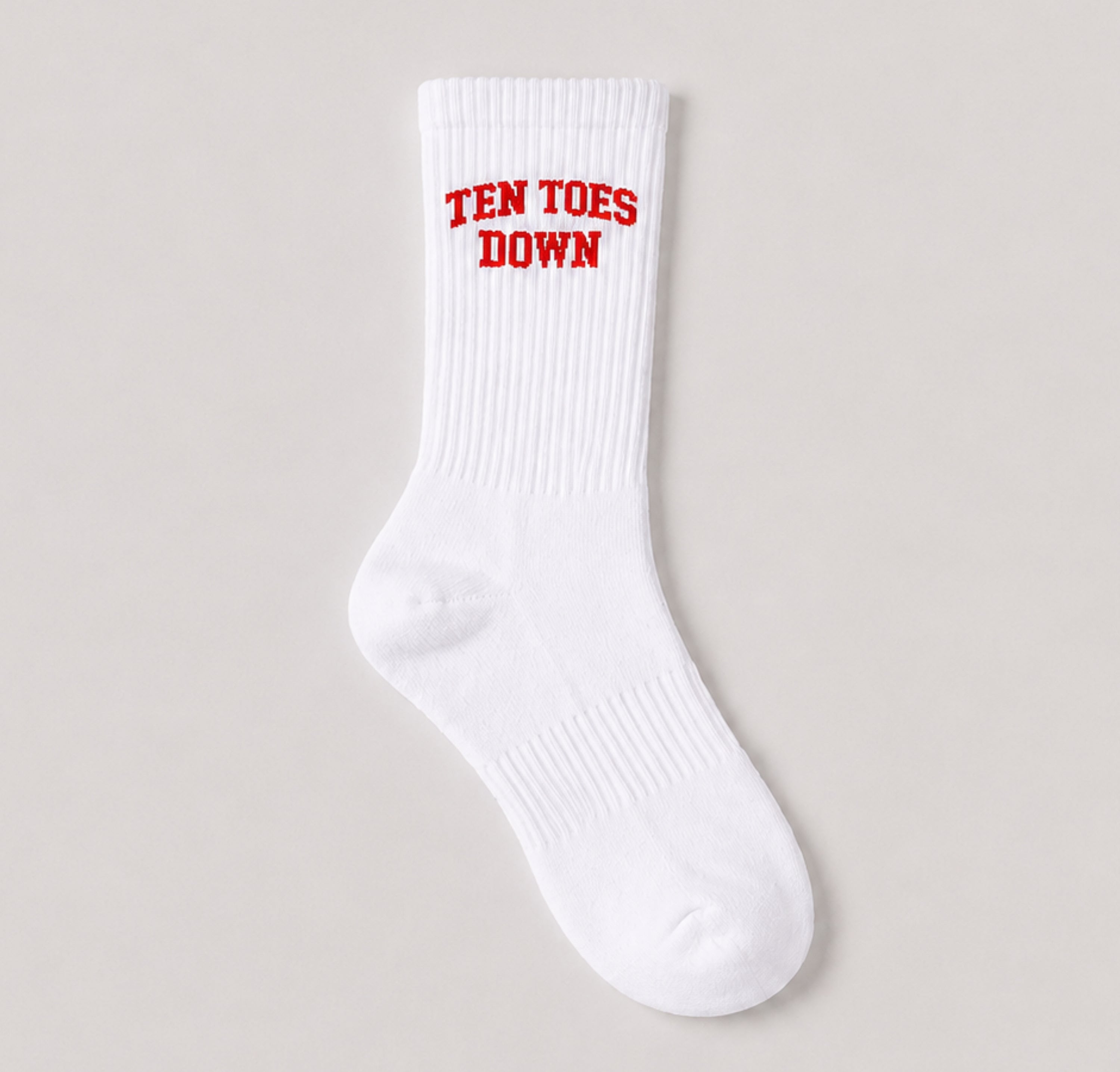 Ten Toes Down Red Crew Socks