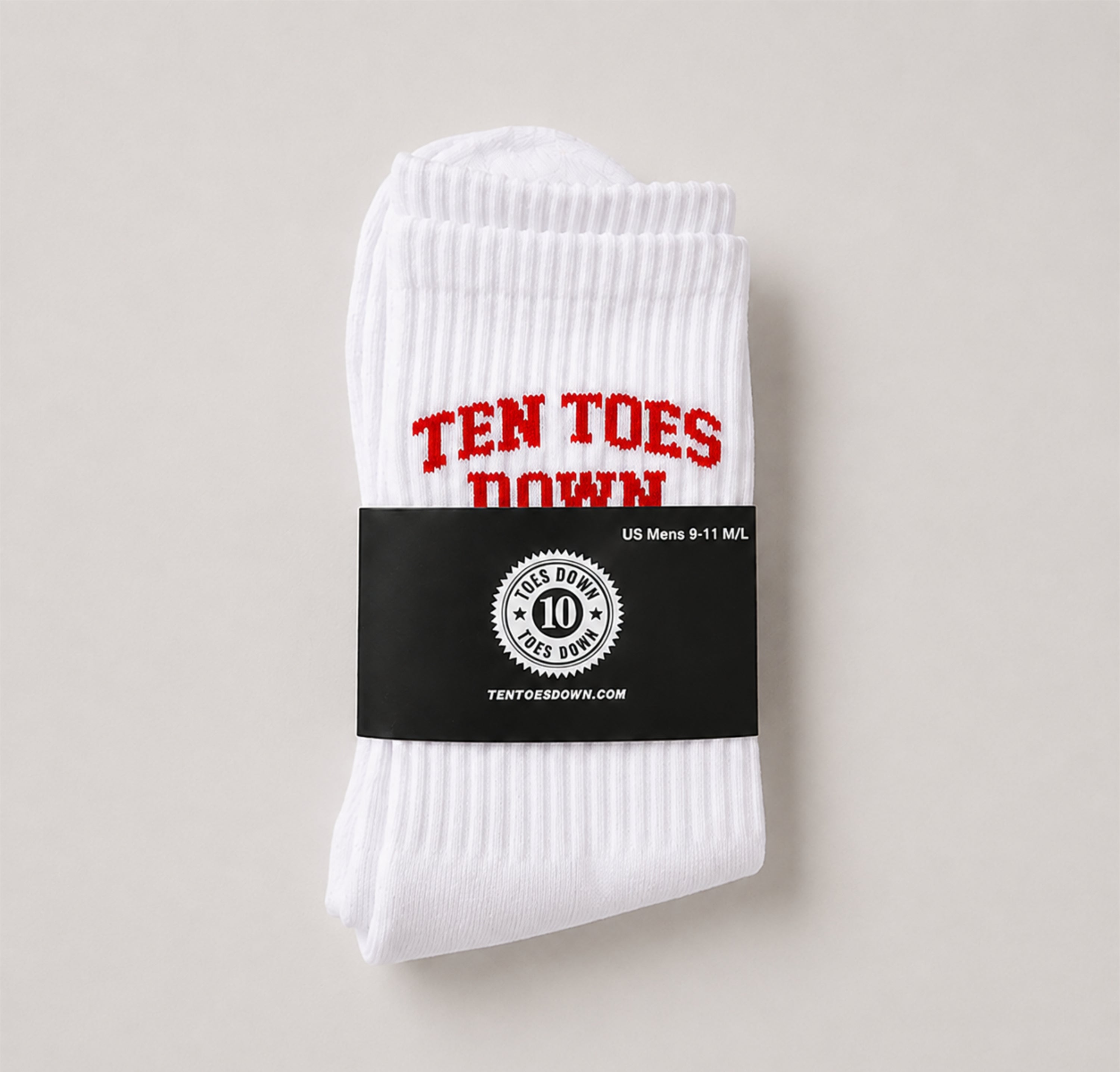 Ten Toes Down Red Crew Socks