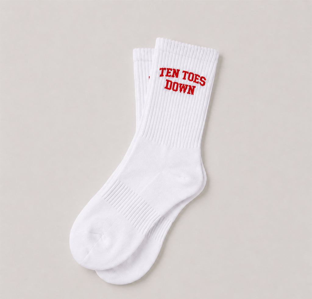 Ten Toes Down Red Crew Socks