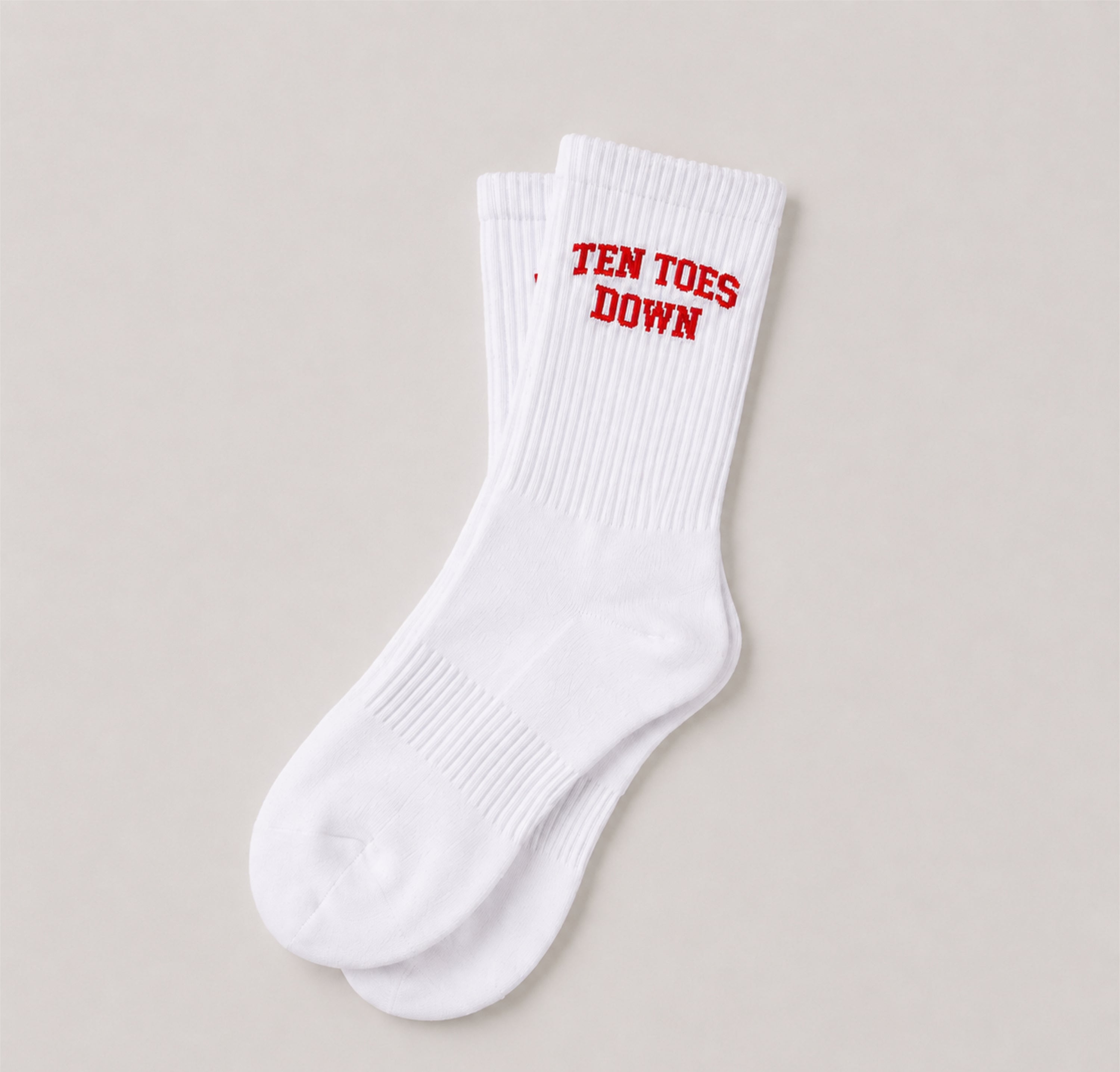 Ten Toes Down Red Crew Socks