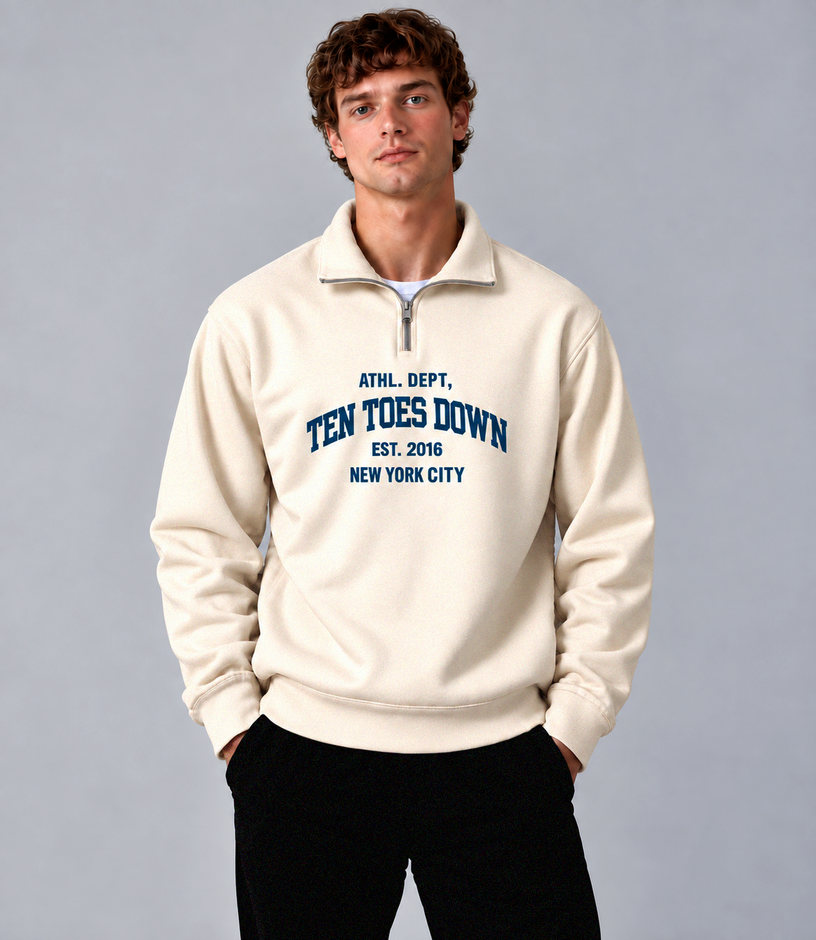 Collegiate Quarter Zip – Beige