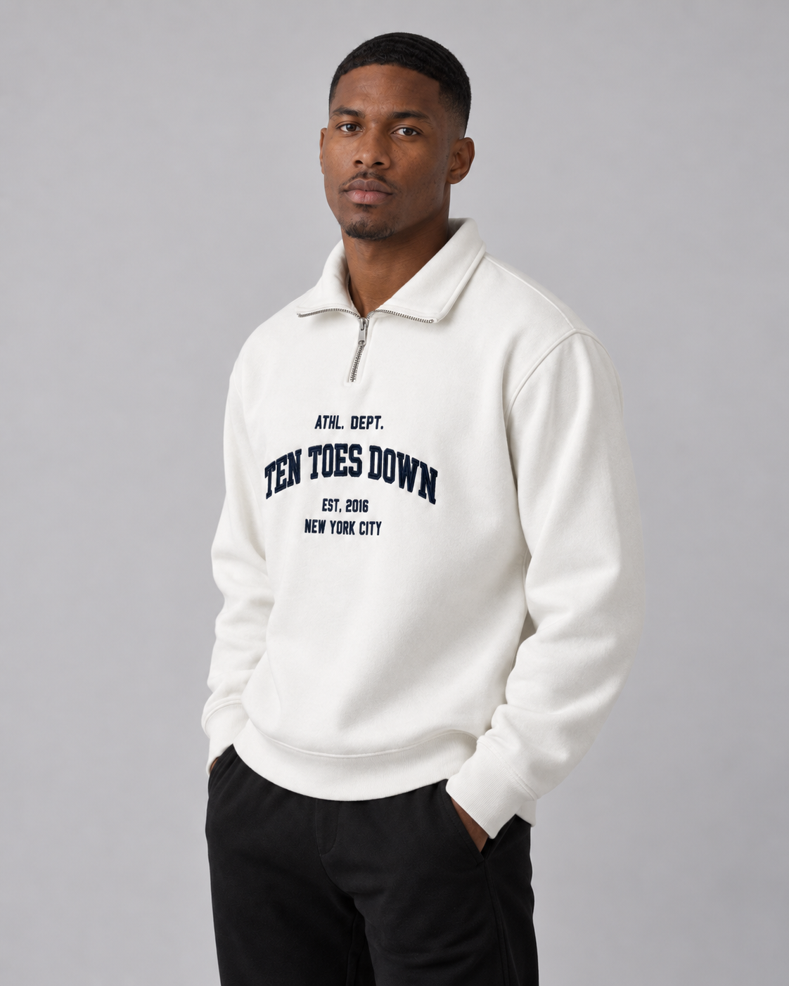 Collegiate Quarter Zip – White