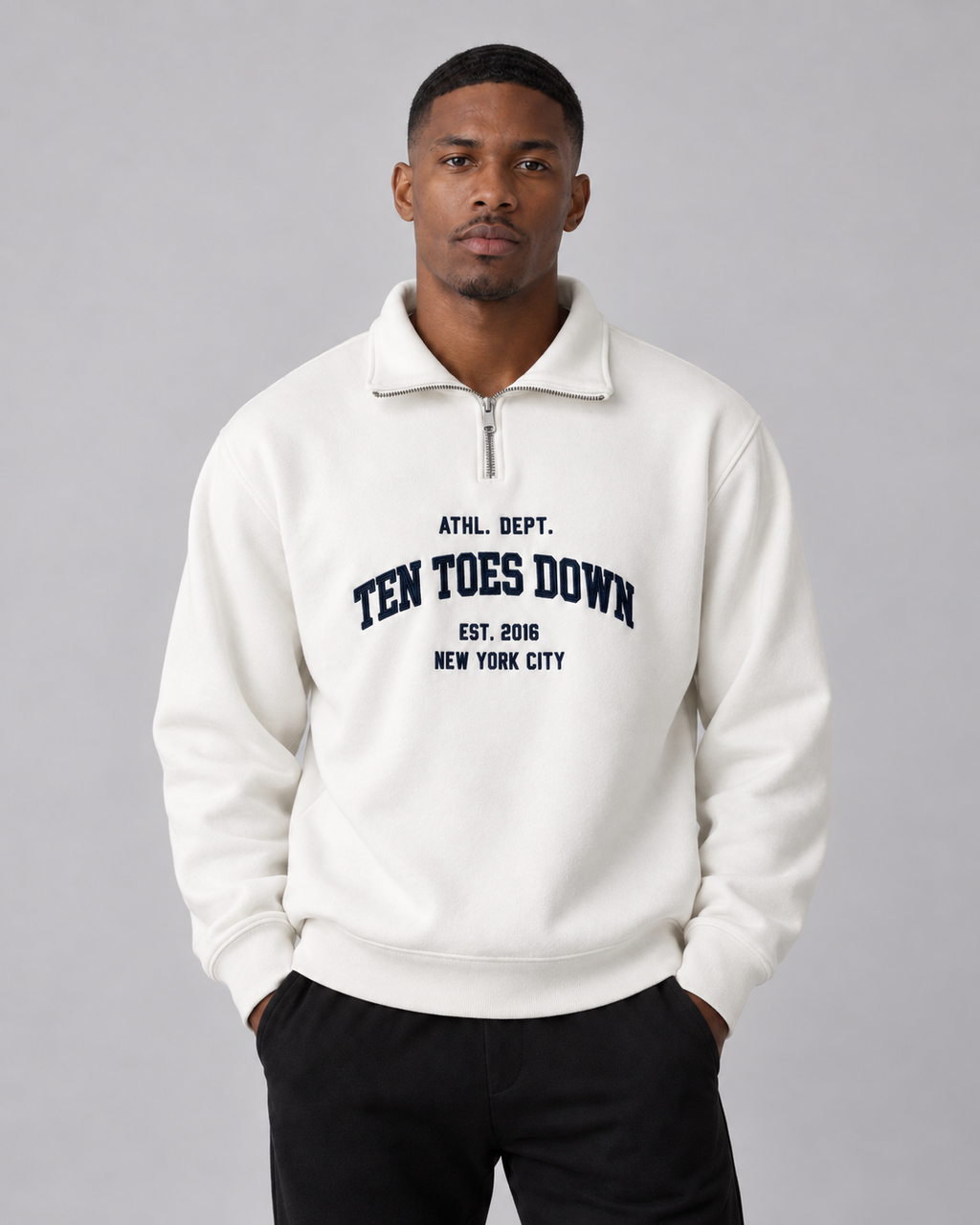 Collegiate Quarter Zip – White