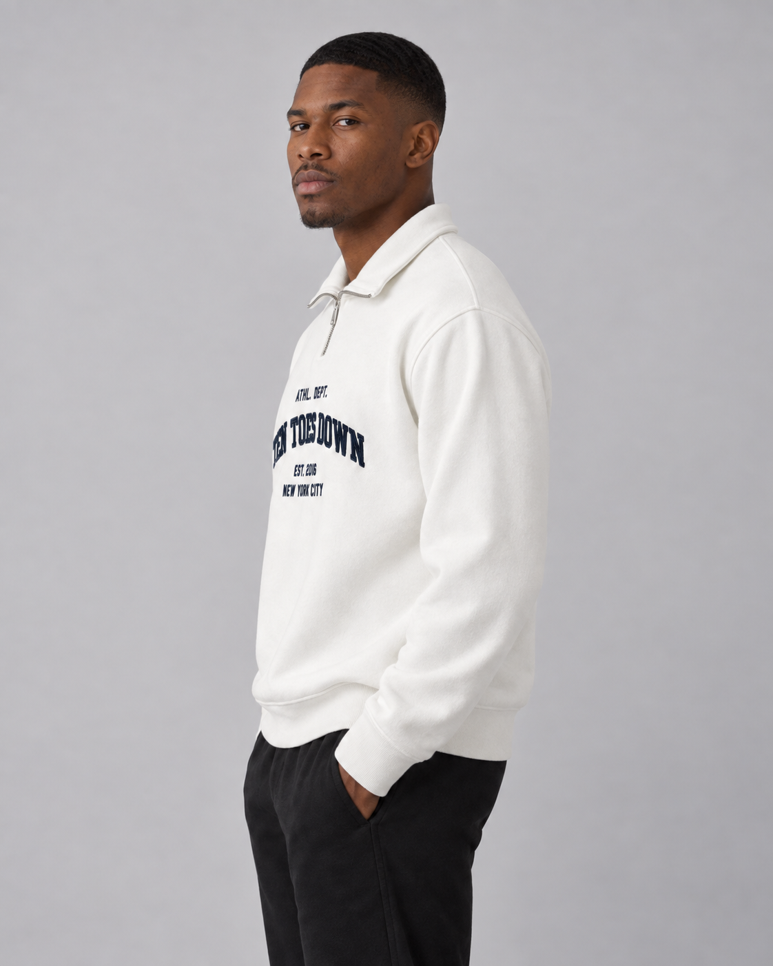 Collegiate Quarter Zip – White