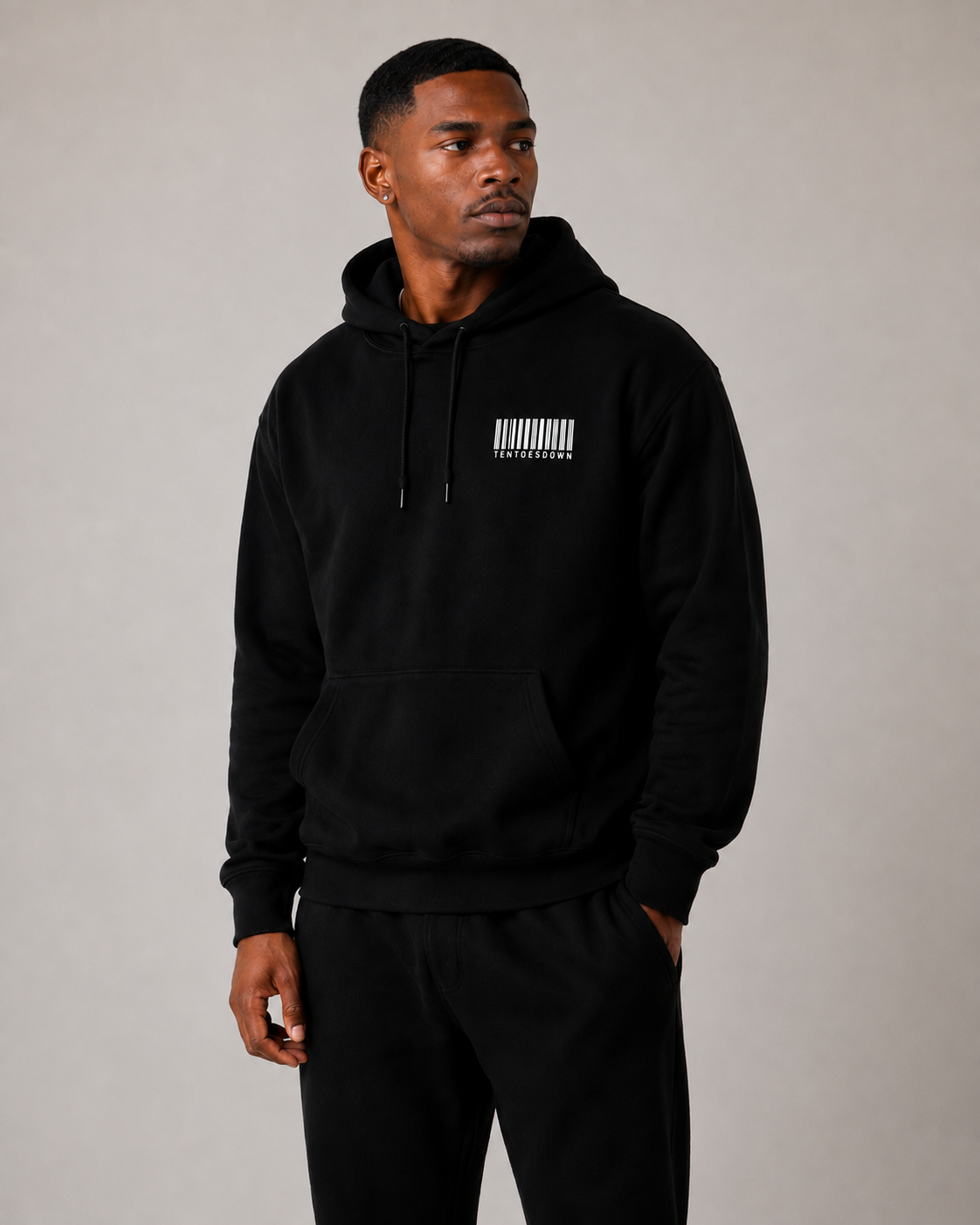 Ten Toes Down Barcode Embroidered Hoodie