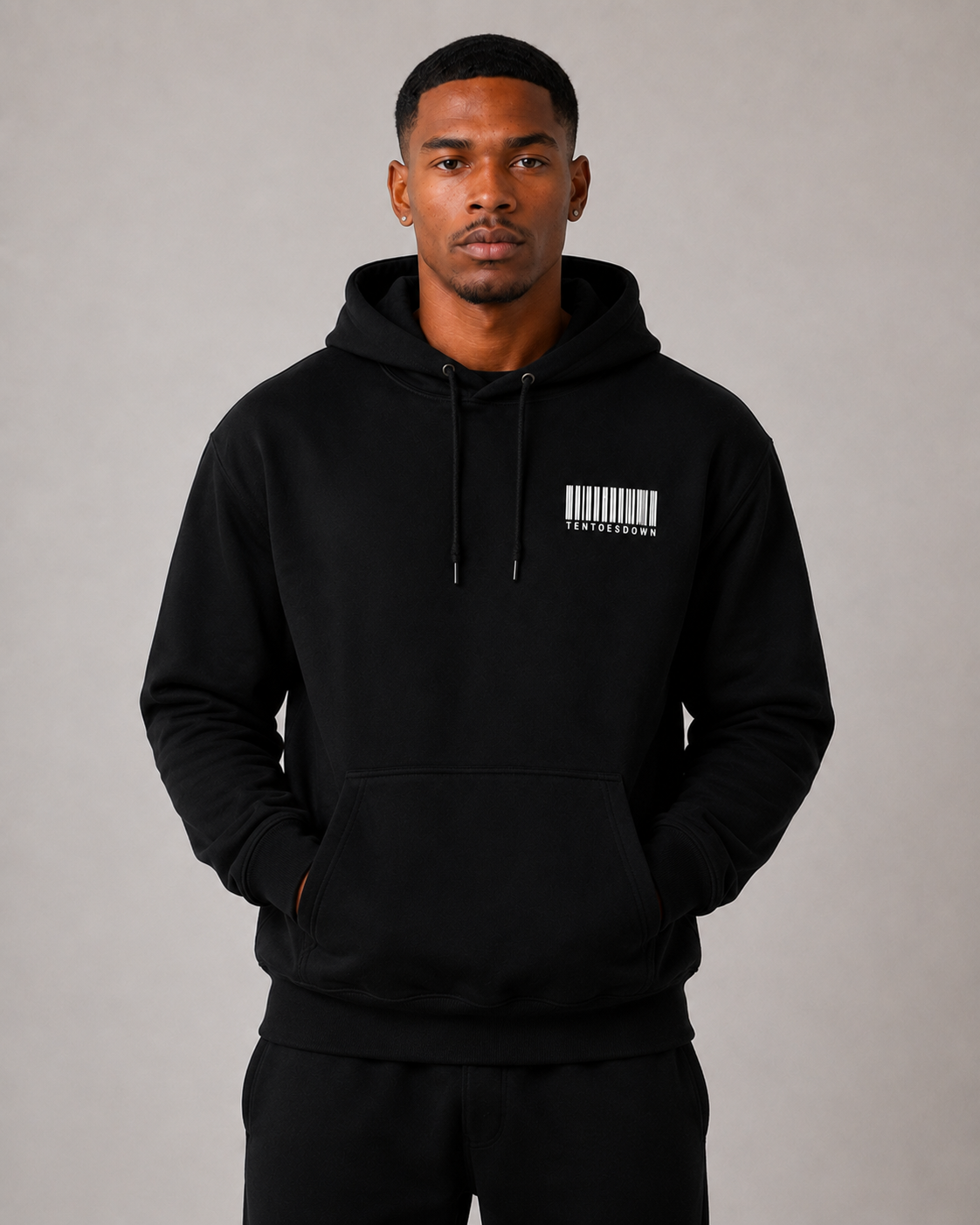 Ten Toes Down Barcode Embroidered Hoodie