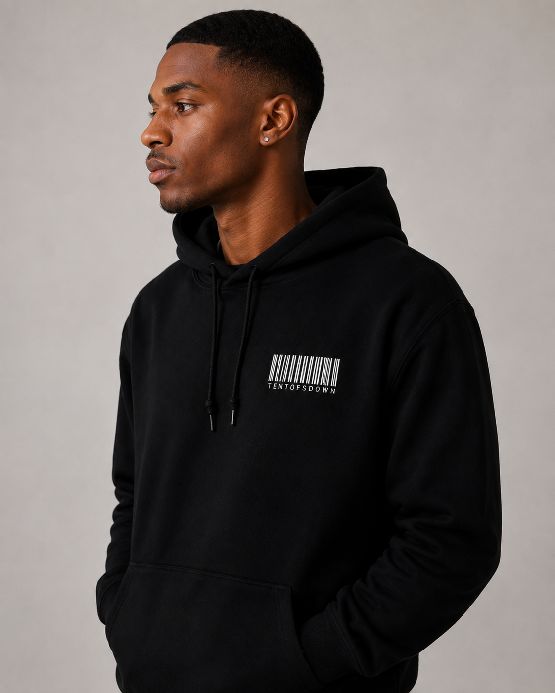 Ten Toes Down Barcode Embroidered Hoodie