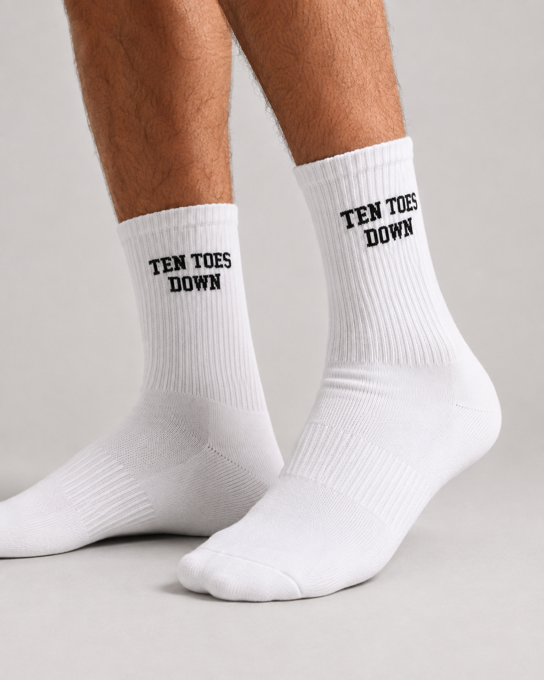 Ten Toes Down Black Crew Socks