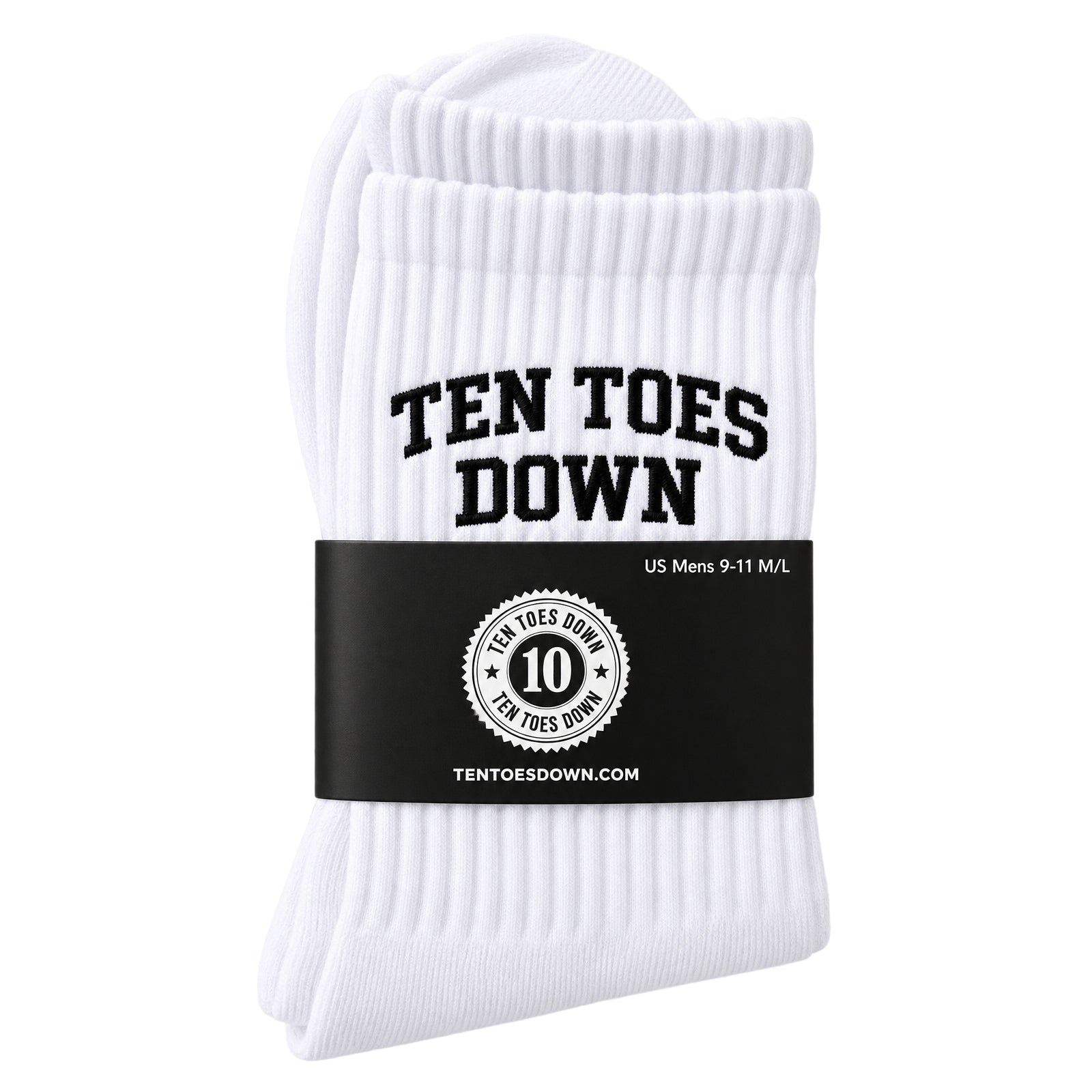 Ten Toes Down Black Crew Socks