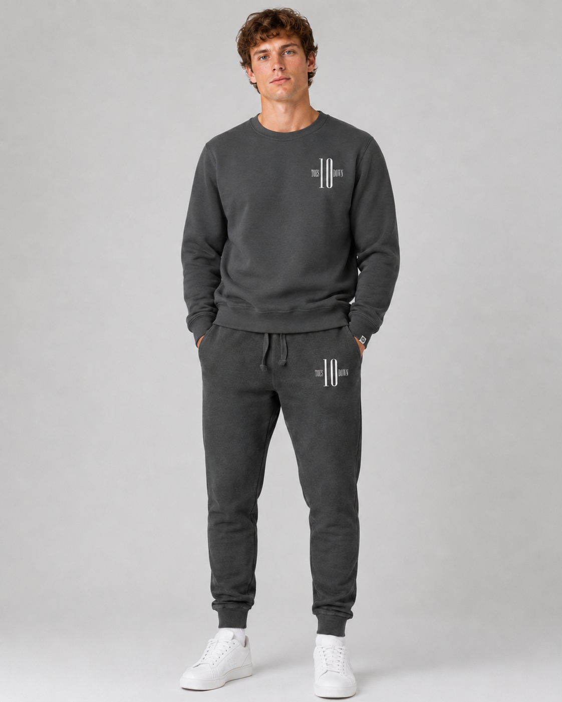 Ten Toes Down Original Gray Embroidered Sweatshirt