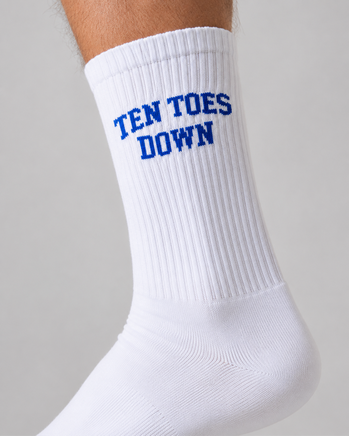 Ten Toes Down Blue Crew Socks