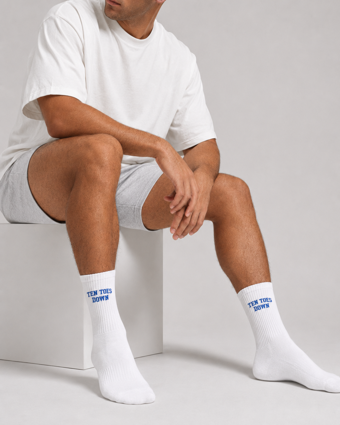 Ten Toes Down Blue Crew Socks
