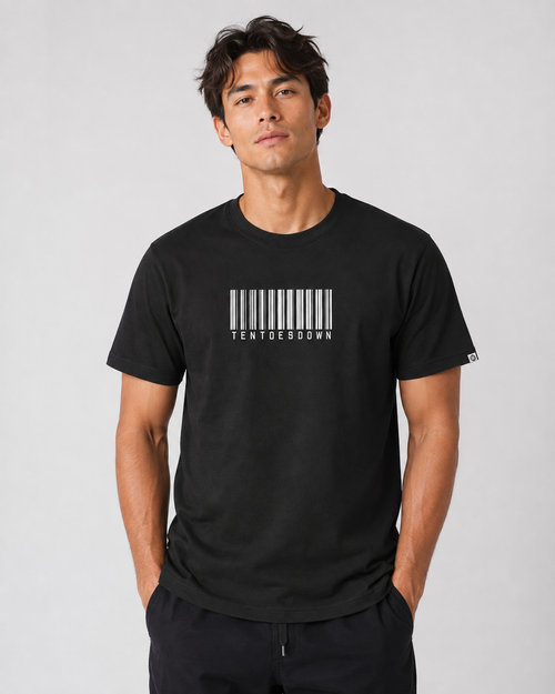Ten Toes Down Barcode Black T-Shirt