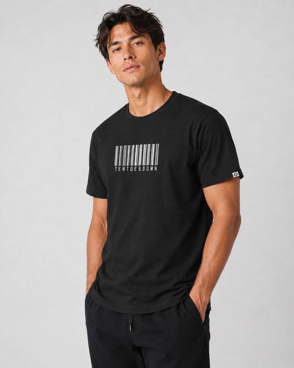 Ten Toes Down Barcode Black T-Shirt