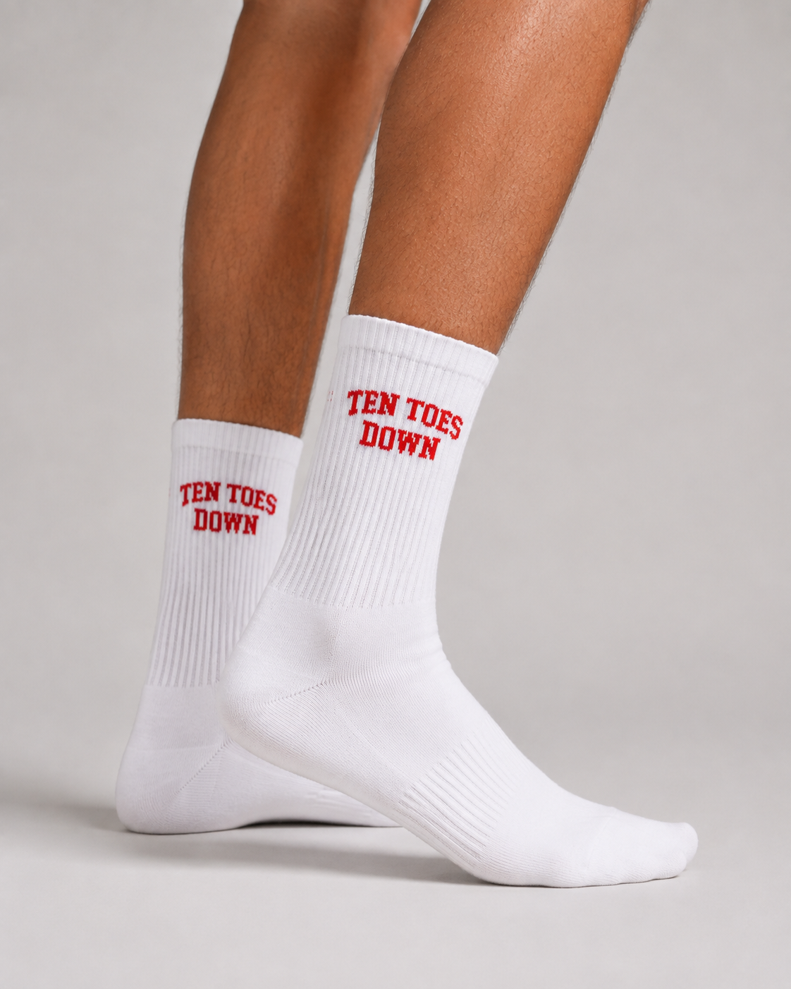 Ten Toes Down Red Crew Socks