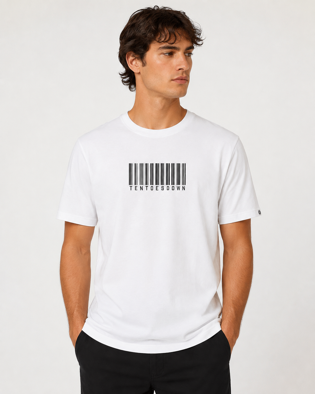Ten Toes Down Barcode White T-Shirt