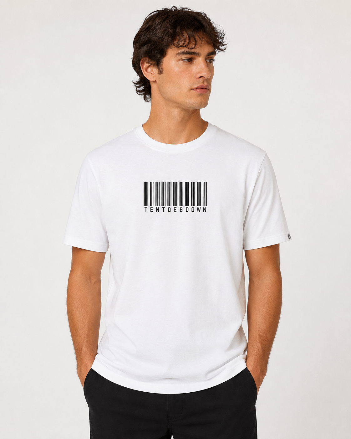 Ten Toes Down Barcode White T-Shirt