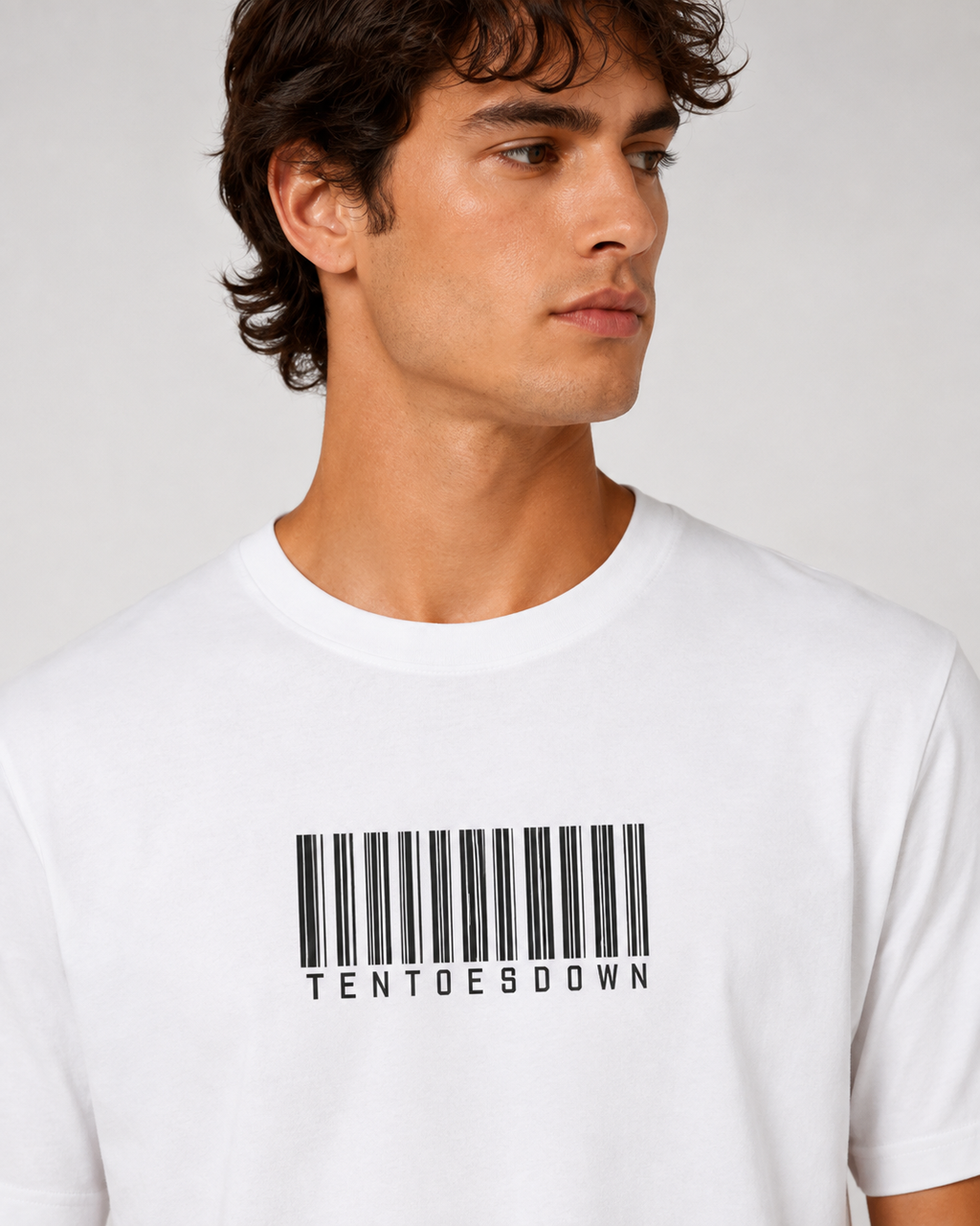 Ten Toes Down Barcode White T-Shirt
