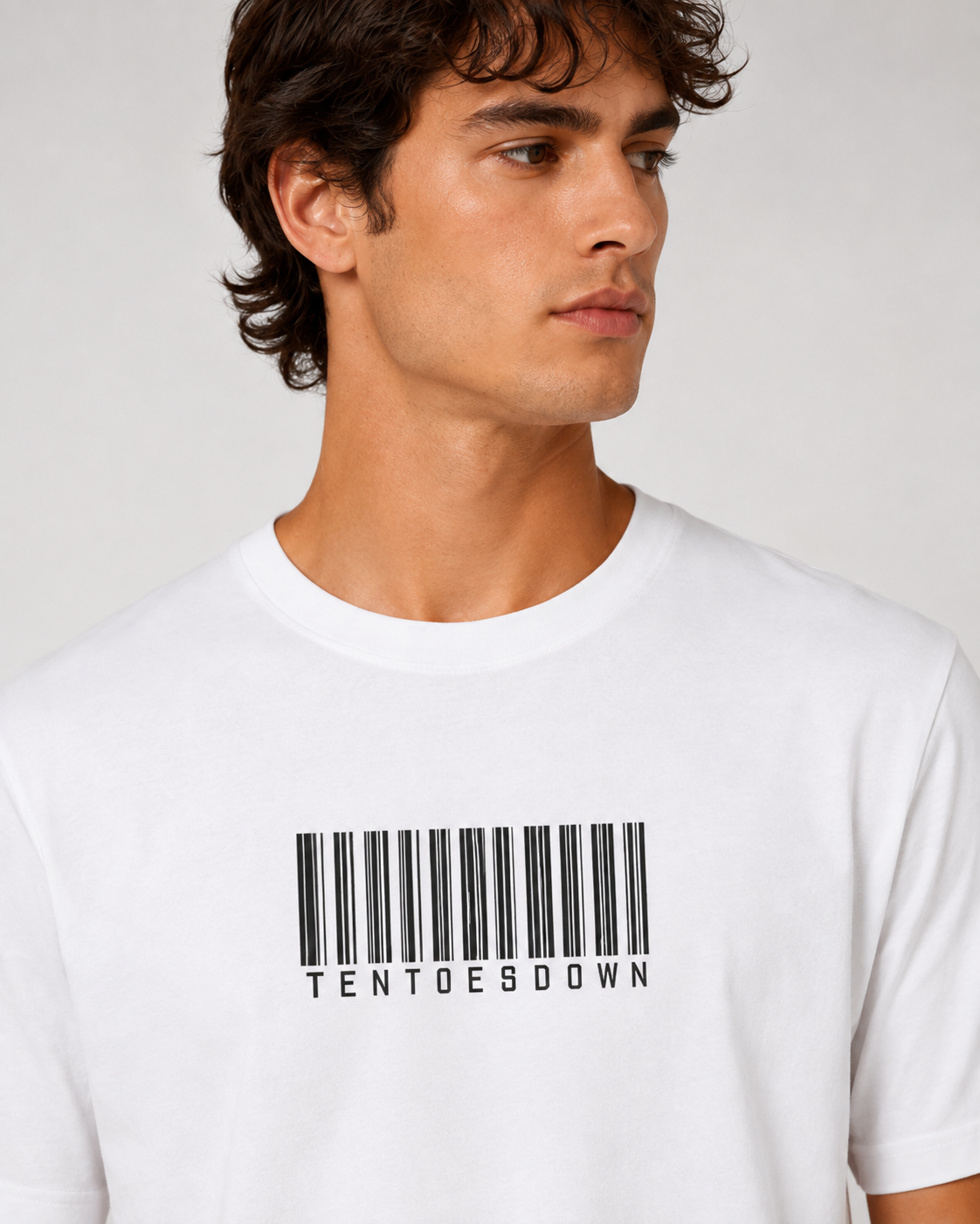 Ten Toes Down Barcode White T-Shirt