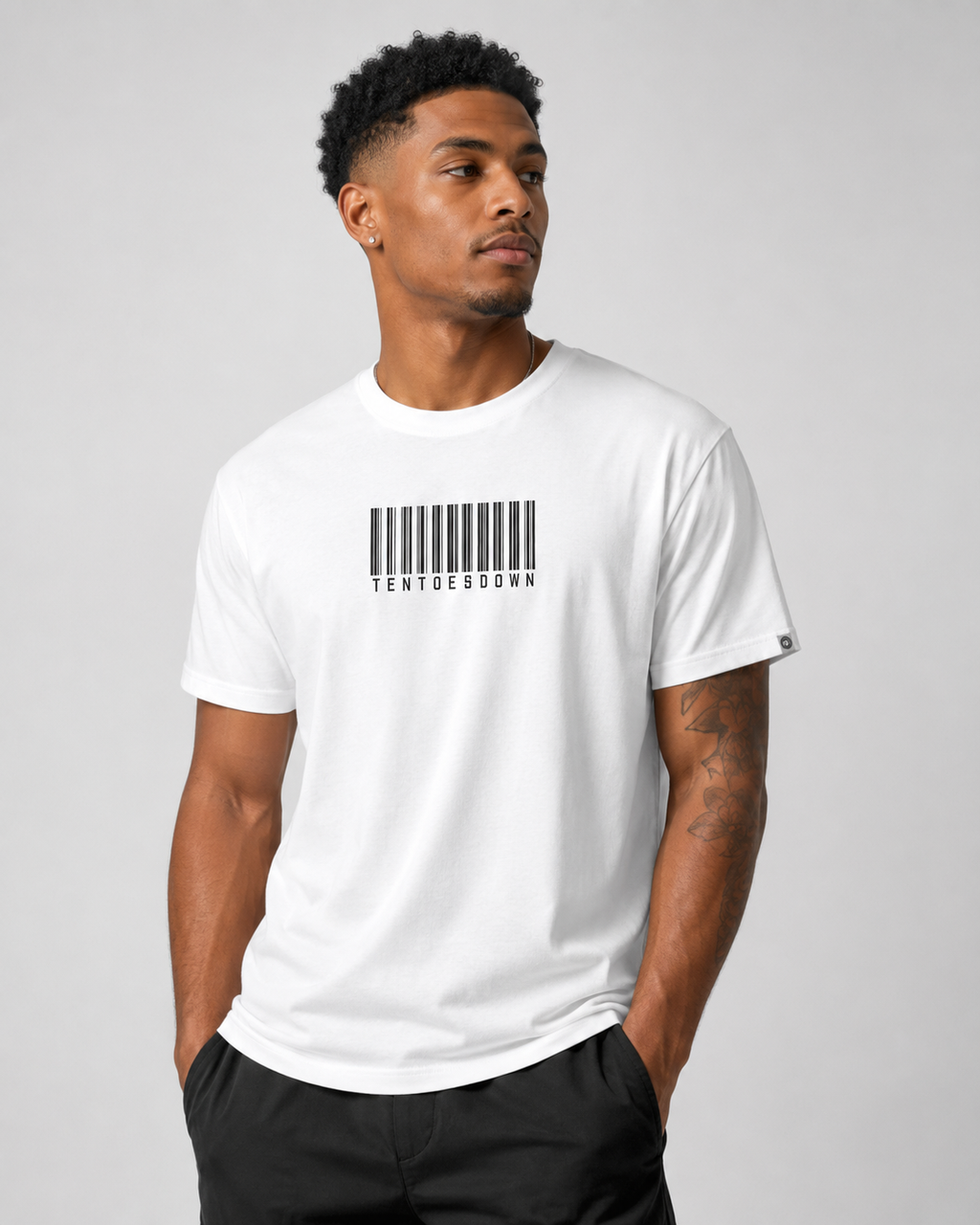 Ten Toes Down Barcode White T-Shirt