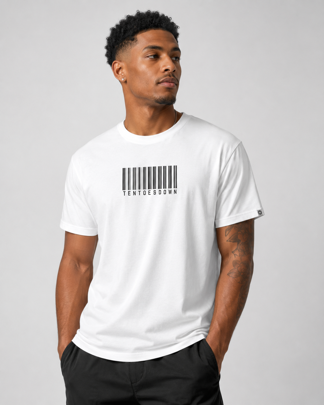 Ten Toes Down Barcode White T-Shirt