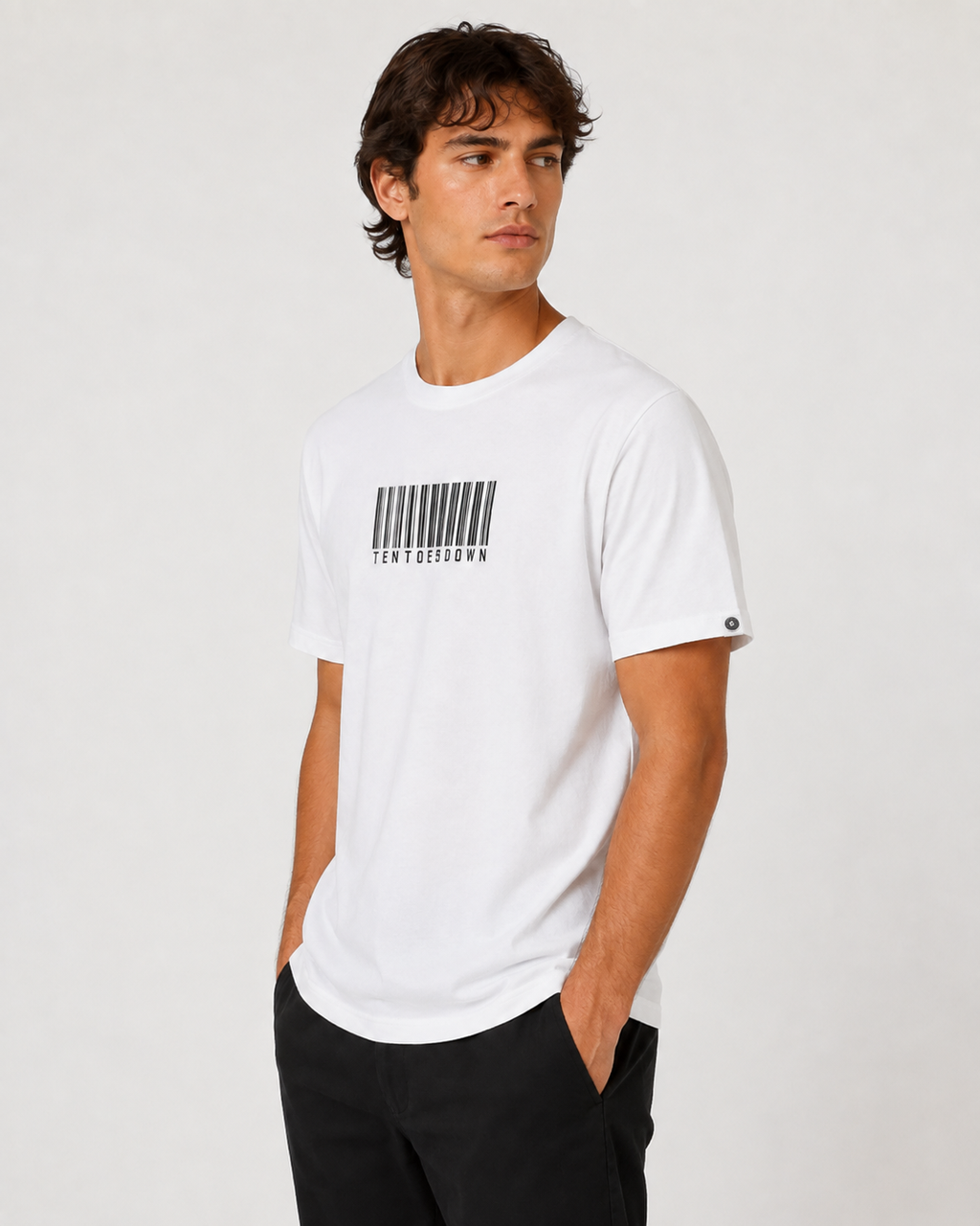 Ten Toes Down Barcode White T-Shirt