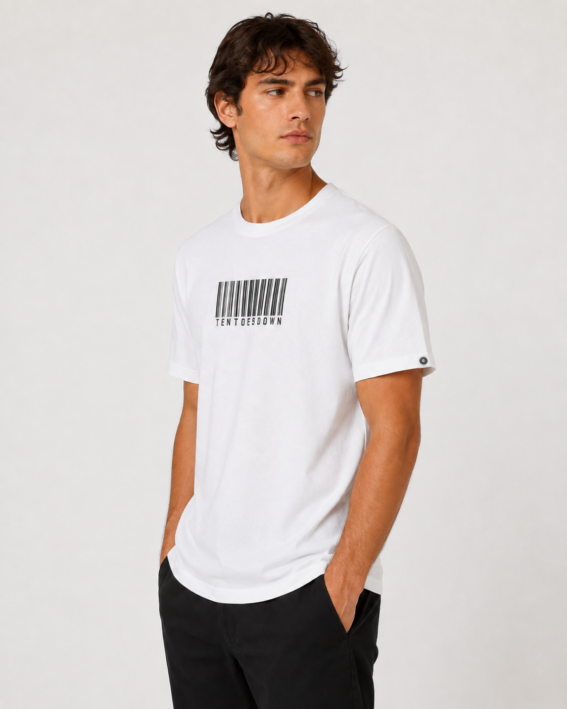 Ten Toes Down Barcode White T-Shirt