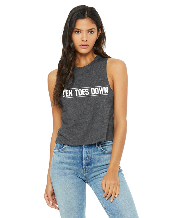 Ten Toes Down Cropped Tank (Heather Grey)